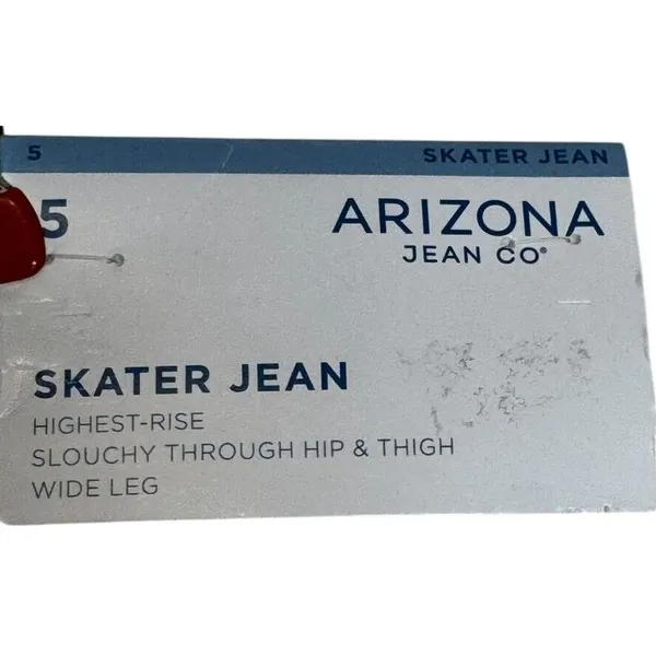 Arizona Jean Co. Women‎ Jeans Skater Slouchy Ripped Hi-Rise Wide Leg Sz.5 NWT - Image 5