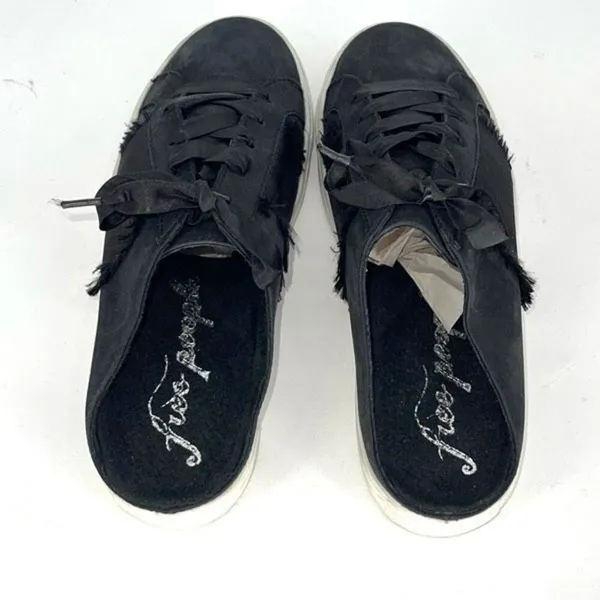 Free People Womens Leather Satin Ribbon‎ Slip-On Sneakers Shoes Black Size 38 - Image 6