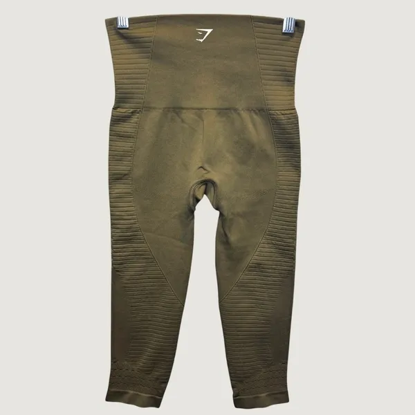 2227 | Gymshark Energy Seamless Cropped High Waist Leggings Olive Green Women S - Image 2