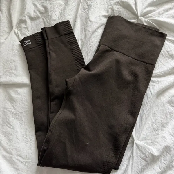 SET Active Women’s Ribbed Medium Brown Leggings *flaw read - Image 3