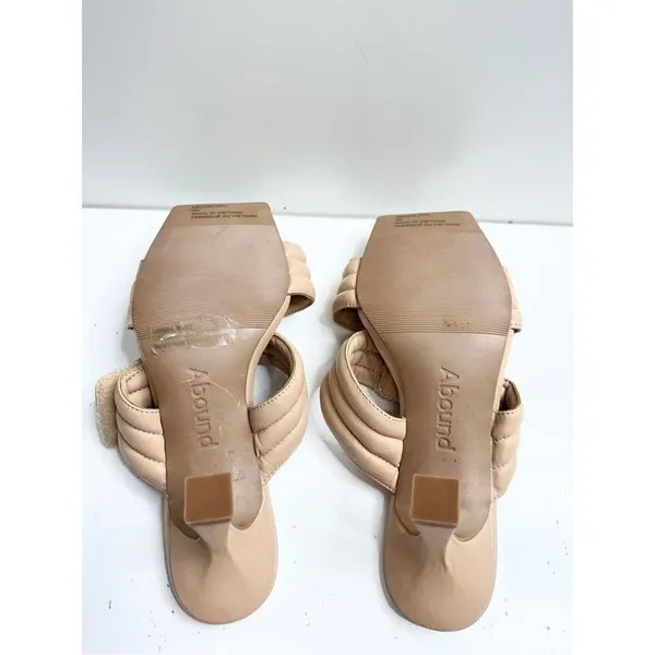 Abound Open‎ Toe Sandals Womens Size 6 Qarly Heeled Tan Slip On Heels - Image 8