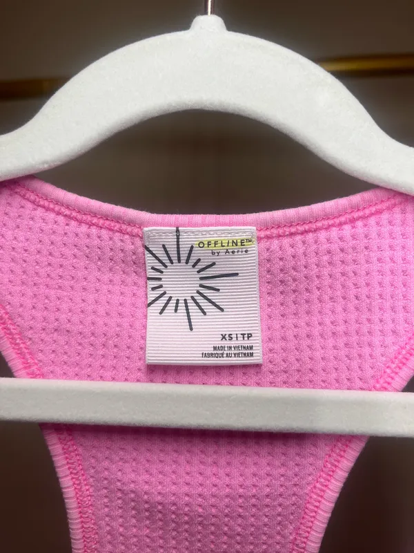 Aerie pink waffle knit tank top in XS #activewear #waffle - Image 3