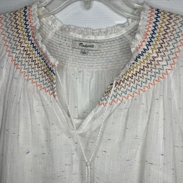 Madewell Rainbow Smocked Pom Trapeze Dress - Image 15