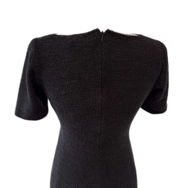 Theory | Black Tweed Cotton Knit Dress Size 4 Knee Length Career Work Business - Image 4