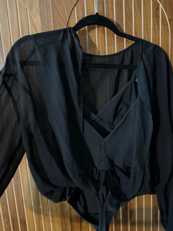 Wilfred Aritzia sheer top with bodysuit - Image 3