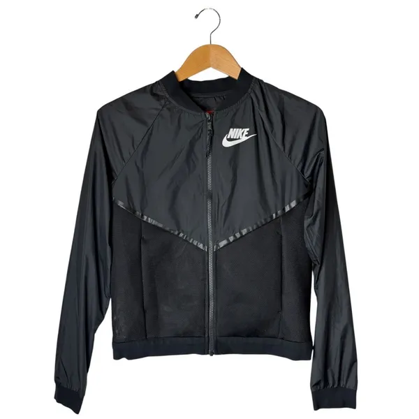 Nike Tech Hypermesh‎ Bomber Jacket Women XS Black Windbreaker Athletic Gorpcore - Image 2