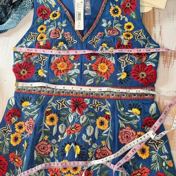 Alice + Olivia Patty Riviera Floral Embroidered A Line Mini Dress Size US 8 - Image 13