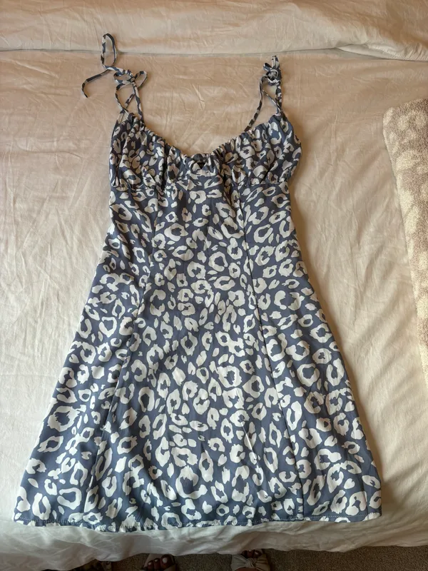 Blue Cheetah Print Mini Dress - Image 2