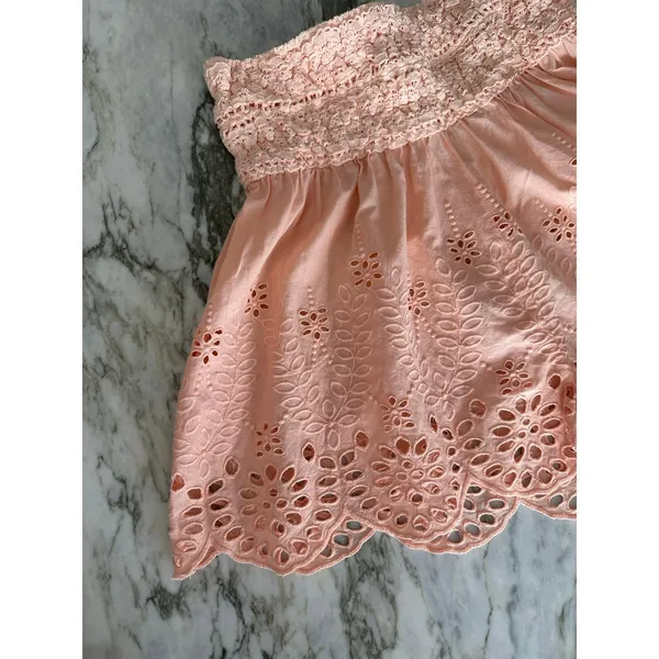 FREE PEOPLE Scalloped Hem High Rise Floral Cutout Embroidered Coquette Shorts XS - Image 6