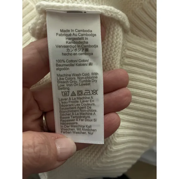 Crew Ivory Cotton Knit Sleeveless Turtleneck Sweater Side Slit Size S - Image 6