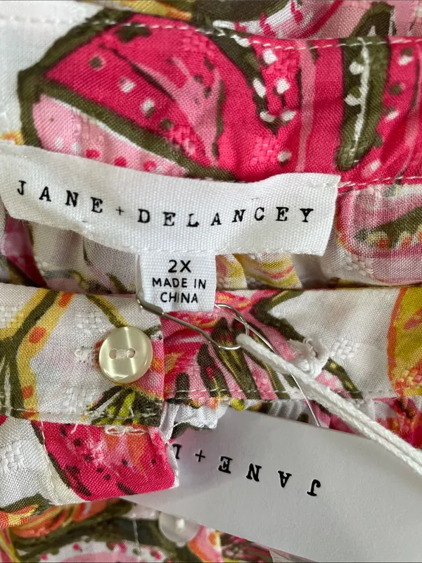 Jane and Delancey Tropical Button-Front Tunic in Pink, Yellow and Green - Image 5