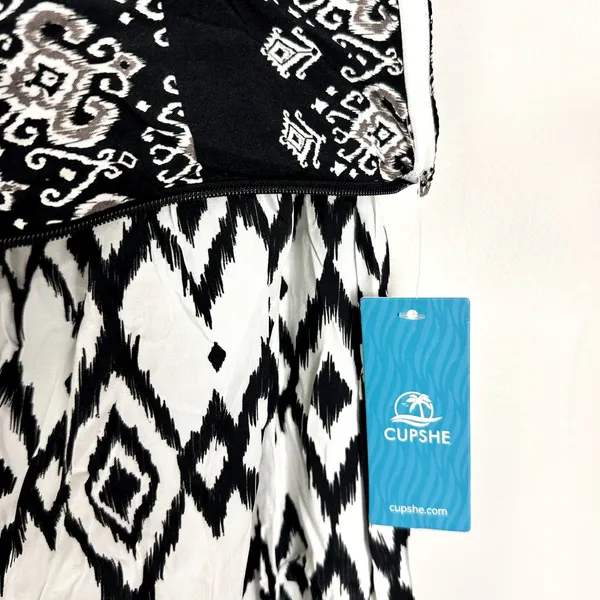 Cupshe Black & White Geo Sleeveless Maxi Tube Dress XL NWT Resort Boho Spring - Image 6