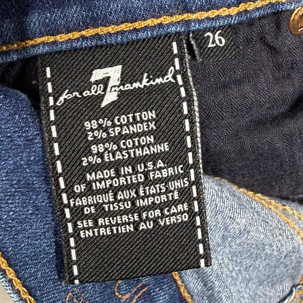 7 For All Mankind The Ankle Skinny‎ Jeans Distressed Blue Medium Wash 26 USA - Image 4