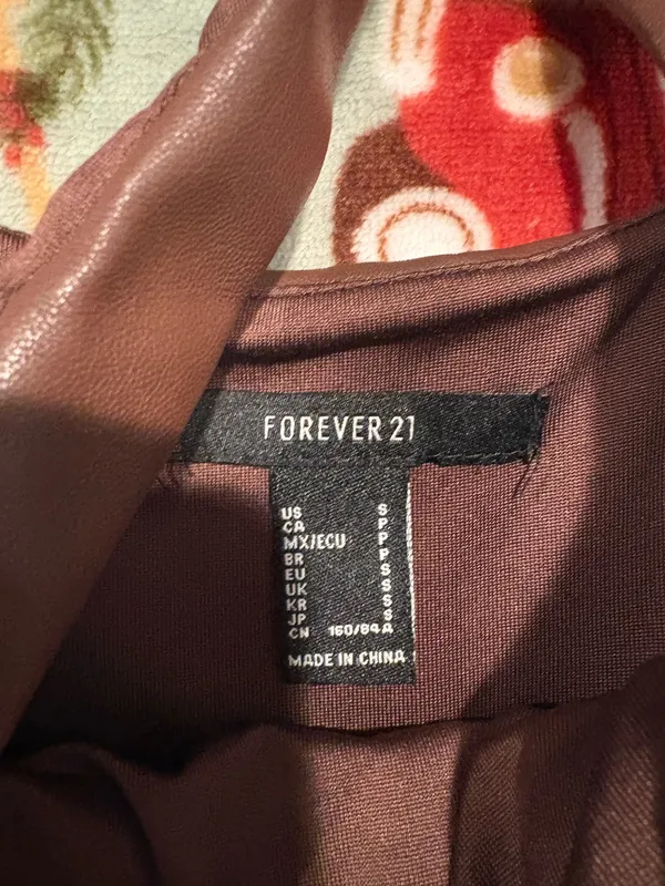 Forever 21 brown faux leather crop top - Image 2