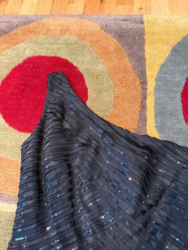 Calvin Klein Black One Shoulder Sequin Mini Cocktail Party Dress Size Medium - Image 2