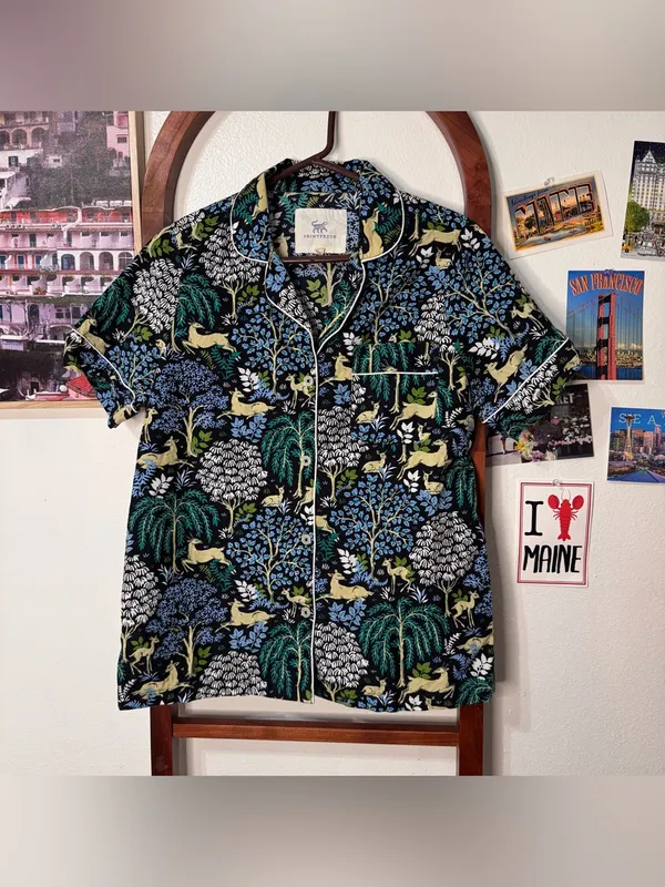 Printfresh Dashing Deer short-sleeve pajama top in the ink colorway - Image 2