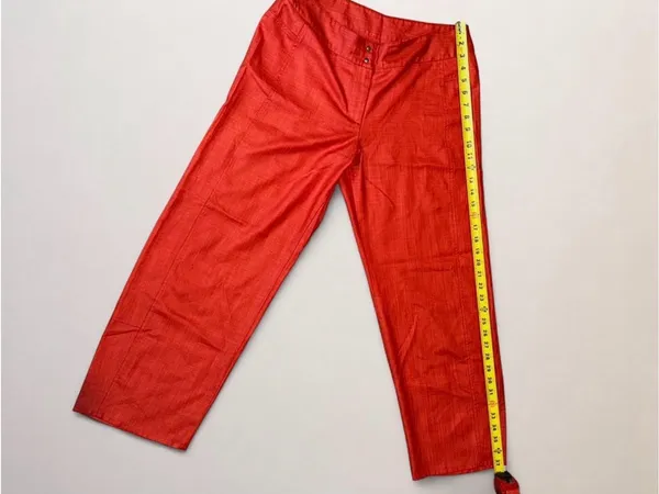 Babette Red Cropped Wide Leg Pants Size M Retro Y2K Trousers - Image 7