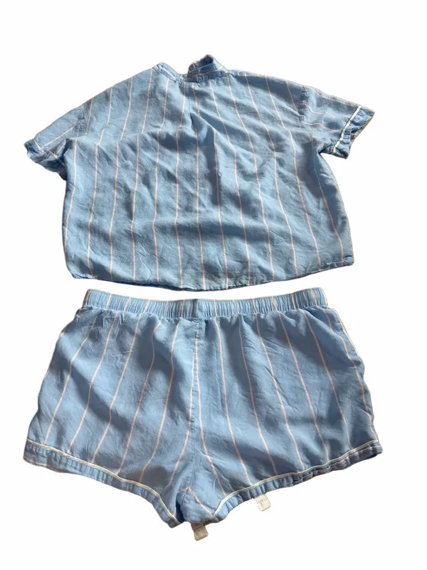 Stars Above Woven Short Sleeve Stripe Pajama Set - Image 4