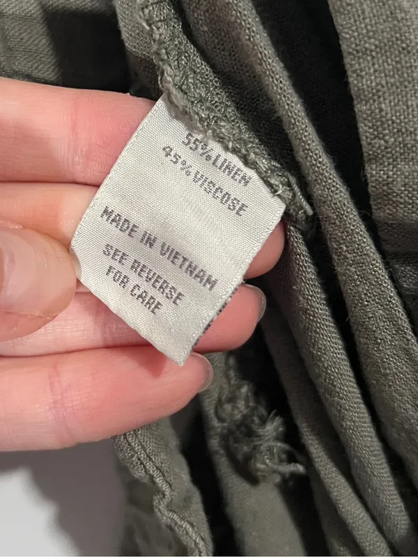 Vintage Petites Linen Blend Cargo Pants Green Size Petite Large - Image 5