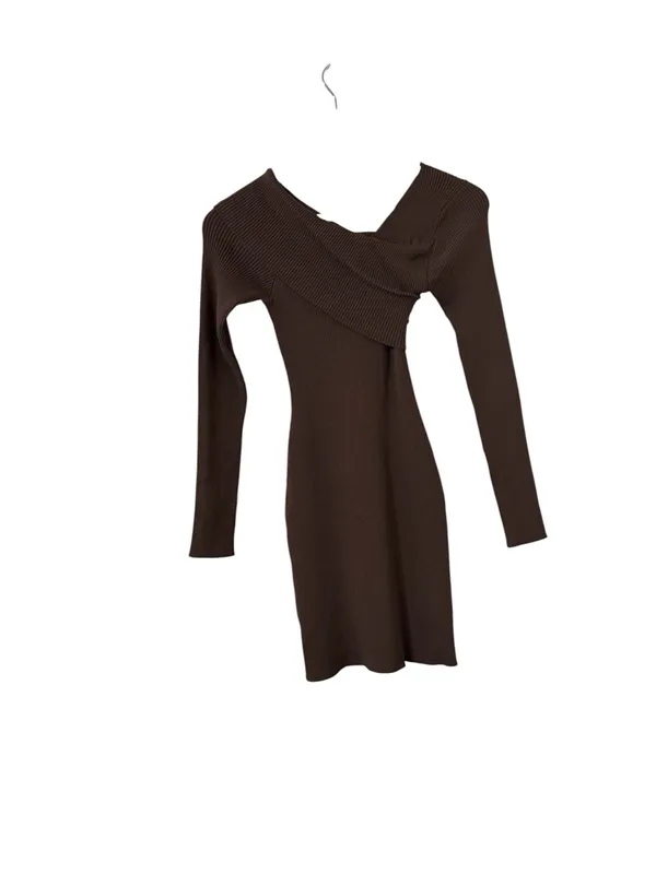 REVOLVE x SUPERDOWN Ysabel Off Shoulder Brown Ribbed Long Sleeve Mini Dress - Image 5