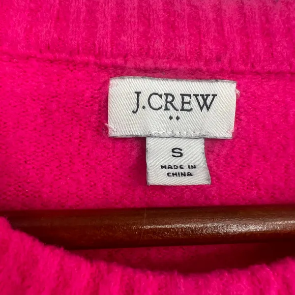 J. Crew hot pink Crewneck sweater extra-soft yarn wool style BB083 preppy small - Image 5