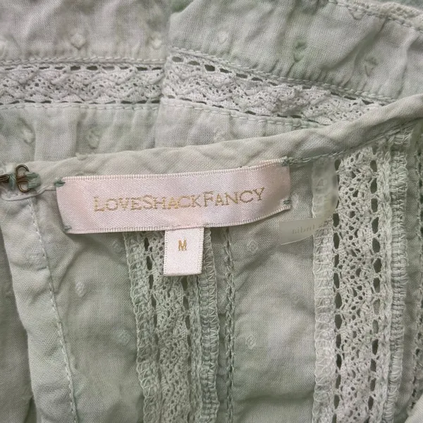 LoveShackFancy Natasha Dress in Moss Green Hand Dye Size Medium 100% Cotton - Image 7