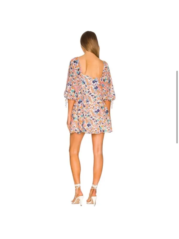 Amanda Uprichard Darling‎ Puff Sleeve Floral Mini Dress M Madagascar Print - Image 3