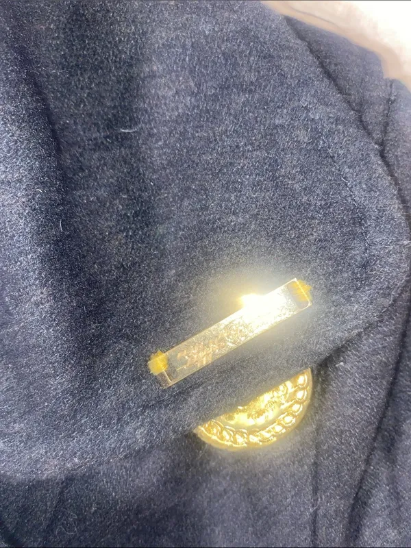 Vintage Y2K Wool Blend Apple Bottoms Black Peacoat with gold buttons - Image 7