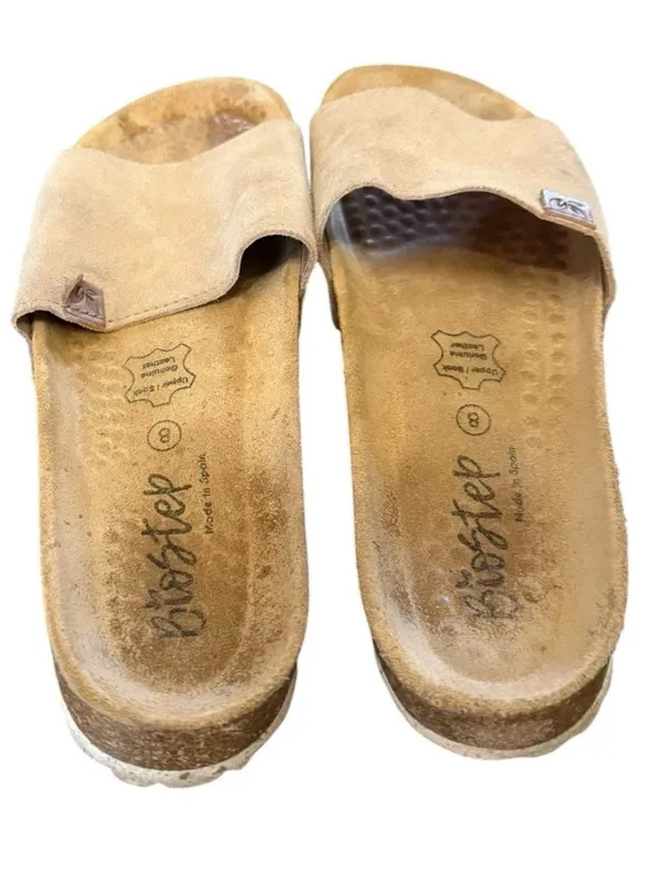 Biostep Leather Light Taupe Cork Footbed Slide Suede Sandals 8 - Image 7