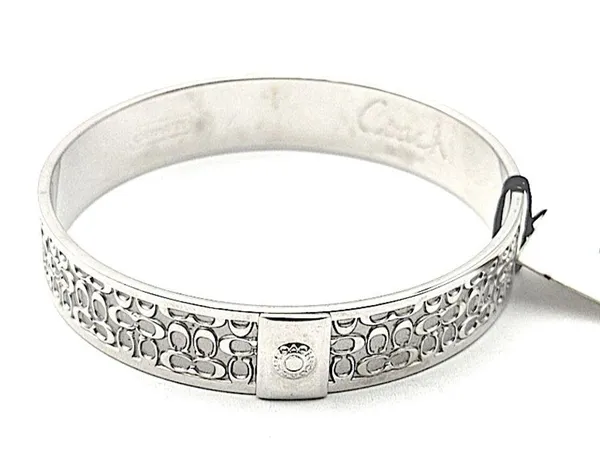 COACH Signature C Logo Silver Tone Bangle Bracelet NWT - Image 5