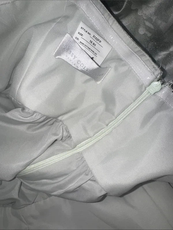 NEW Dessy Collection Floral Strapless Bustier Bodice Satin Sage Cottage Rose Gow - Image 7