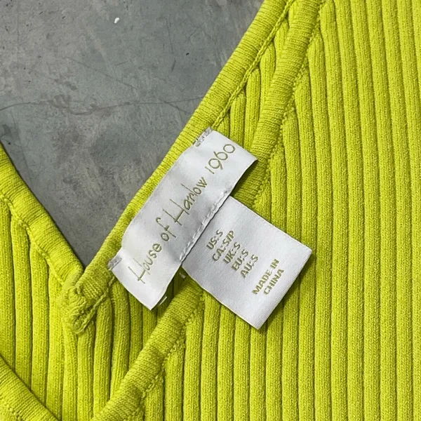 House of Harlow 1960 Lime Sherbet Ribbed Tank Women Sleeveless Size Small Sexy - Image 3