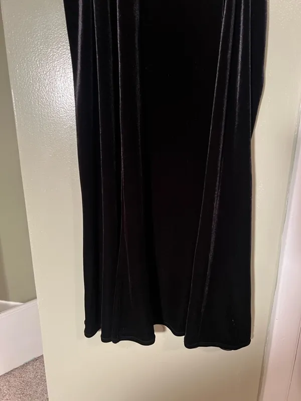 Notations Women's Size XL Velvet Midi Skirt Black A-Line Flounce Pull On Stretch - Image 6