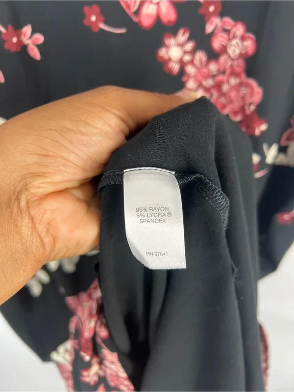 J.Jill Wearever Floral Stretch Knit Midi Dress Black Pink Size S - Image 7