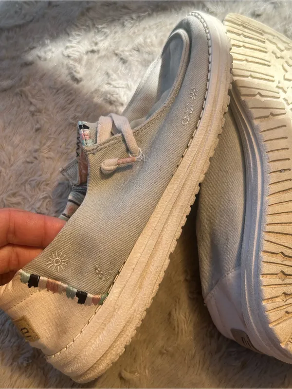 Hey Dude Wendy Slip-Ons in Beige with Pastel Pattern - Image 6