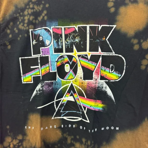 Pink Floyd Dark Side of The Moon bleach dye Rock T-shirt size XL - Image 2