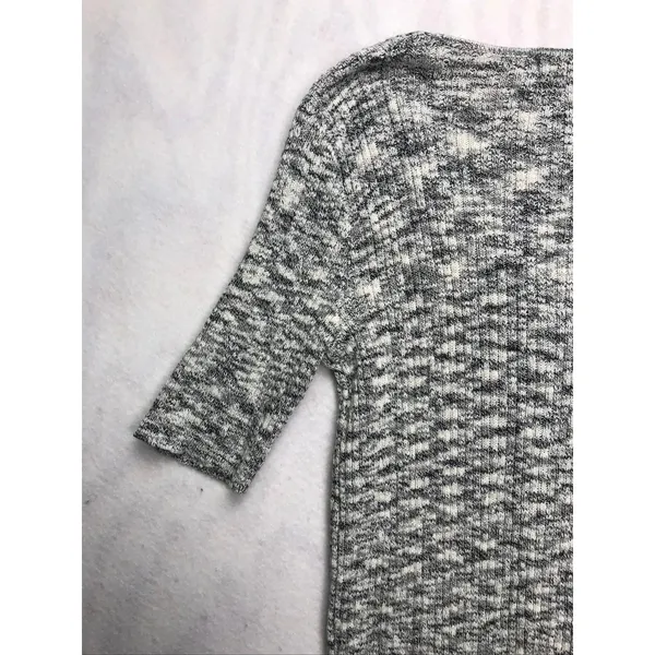 MOD REF Black White Marled Knit Short Sleeve V-Neck Cardigan‎ Sweater Small - Image 11