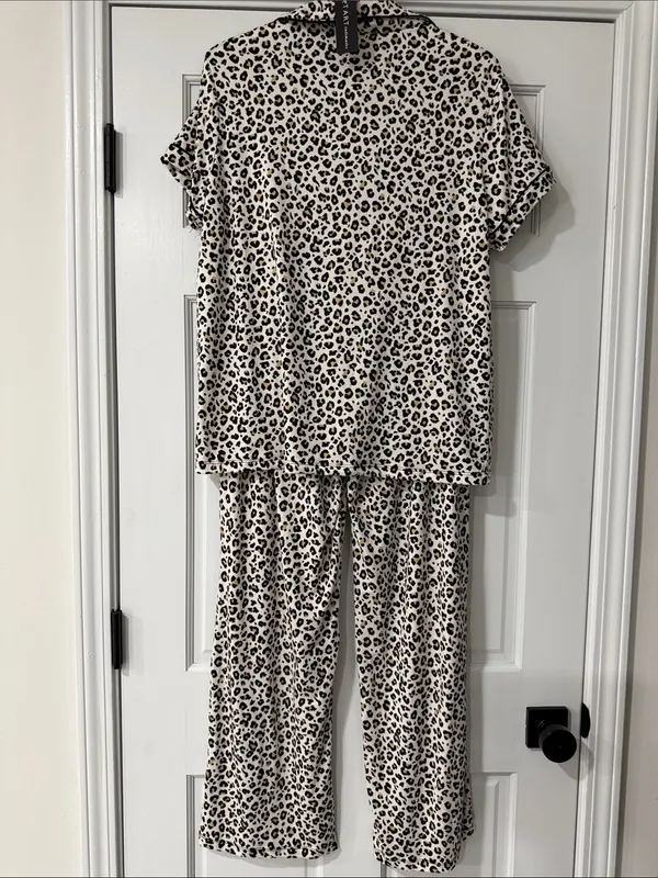 TART INTIMATES Leopard Print Pajama Set Size L women Pants Top - Image 6