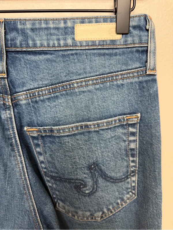 AG Adriano Goldschmied Jeans The Etta High Waisted Wide Leg Crop Jeans Size 4 27 Raw Frayed Hem - Image 6