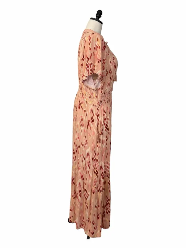 Knox Rose Maxi Dress XXL Blush Geometric Tassel Tie Smocked Waist Cottagecore - Image 3