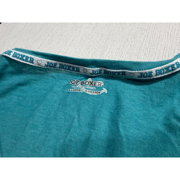 Joe Boxer Women's Pajama Set XL Teal Long Sleeve Top Mint Green Cat Fleece Pants - Image 2