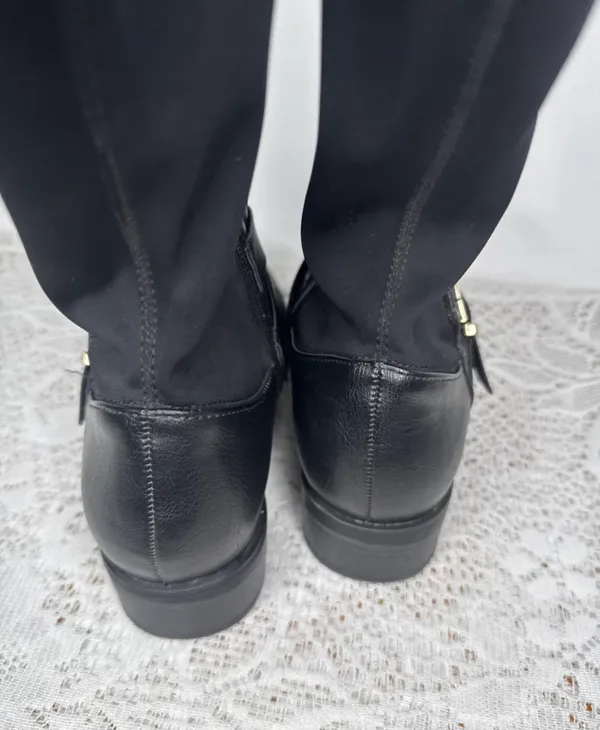 Torrid Quilted black knee high wide calf zip up boots sz 6 - Image 5