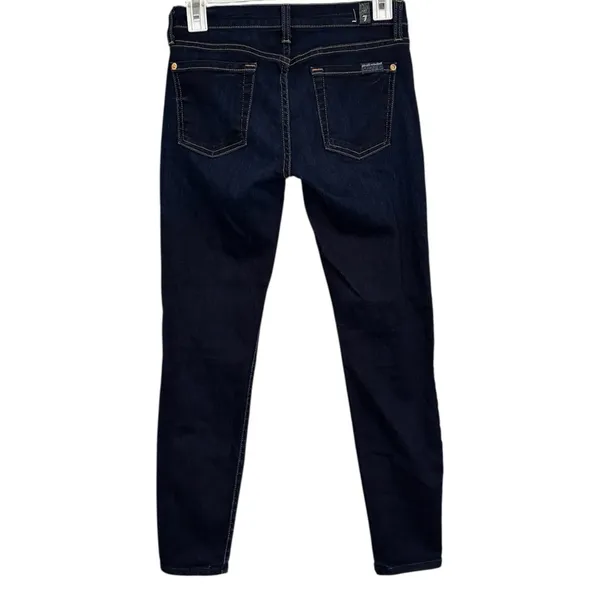 7 For All Mankind The Cropped Skinny Dark Wash Blue Jeans Size 25 - Image 5