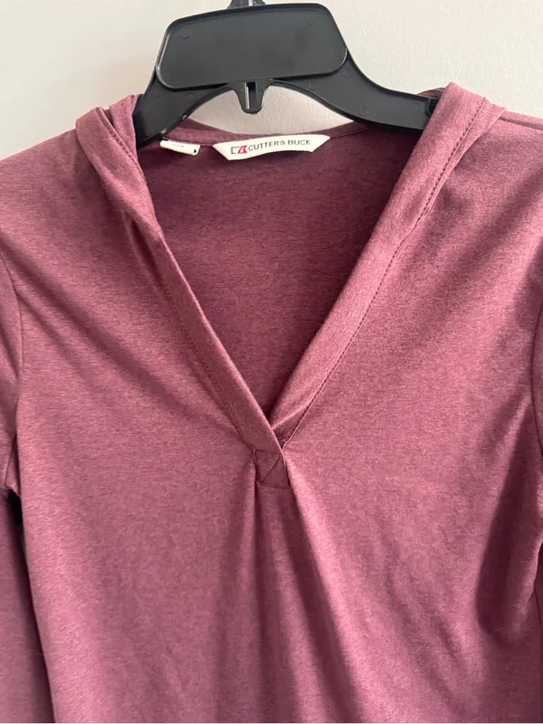 Cutter & Buck Hooded Long Sleeve Performance Top Small Purple‎ - Image 5