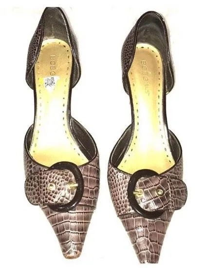 BCBGMAXAZRIA BCBG Girls Kitten Heels Size 7.5 Faux Alligator And Brown - Image 2