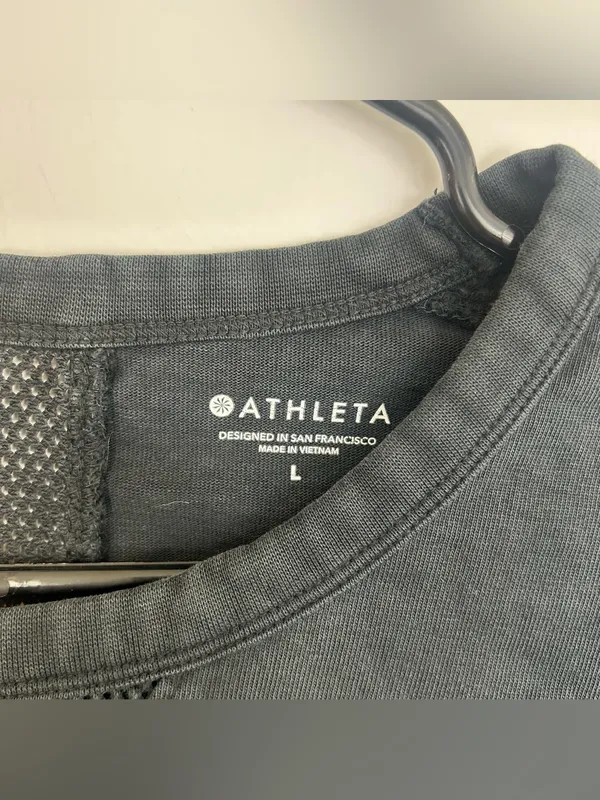 Athleta Black Long Sleeve Mesh Cruise Crewneck Sweatshirt Size Large - Image 7