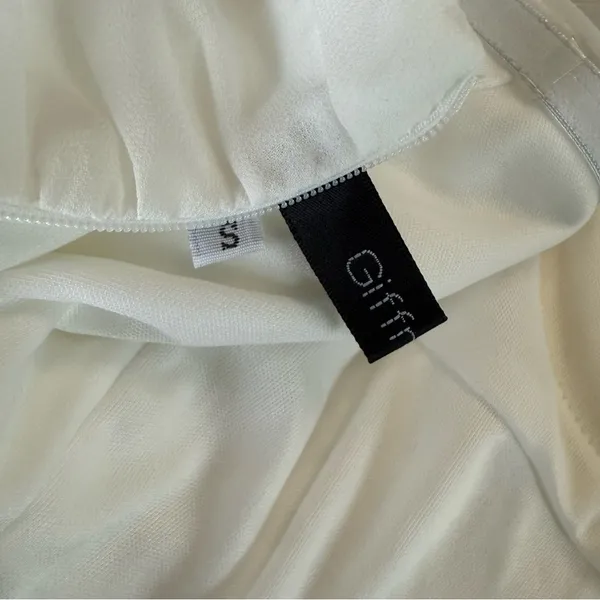 White Off Shoulder Flounce Sleeve Ruched‎ Chiffon Maxi Dress Size Small - Image 8