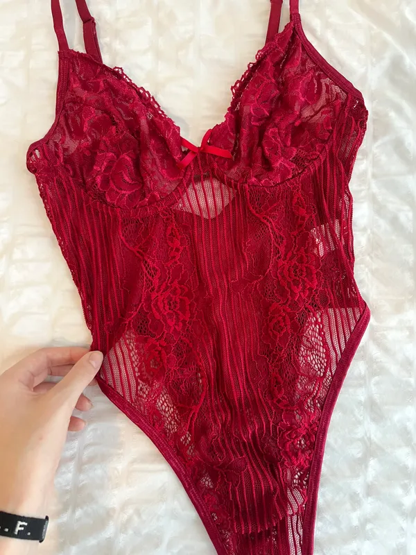 STUNNING LACE BODYSUIT Red Size L - Image 5