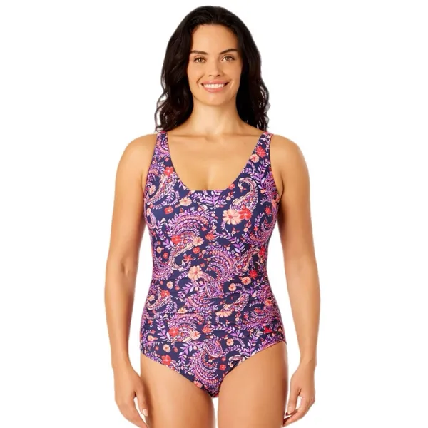NEW Lands’ End Paisley Floral One Piece UPF 50 Adjustable Straps Swimsuit, XS - Image 3