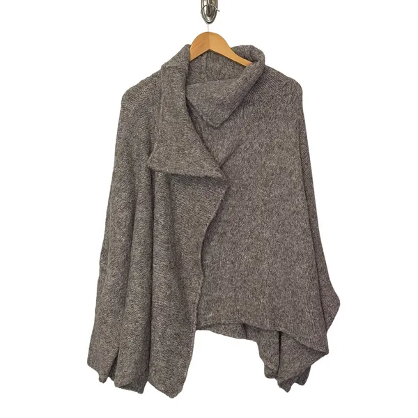 FP‎ One Free People Oversized Knit Drape Collar Poncho Cape XS/S Gray - Image 2